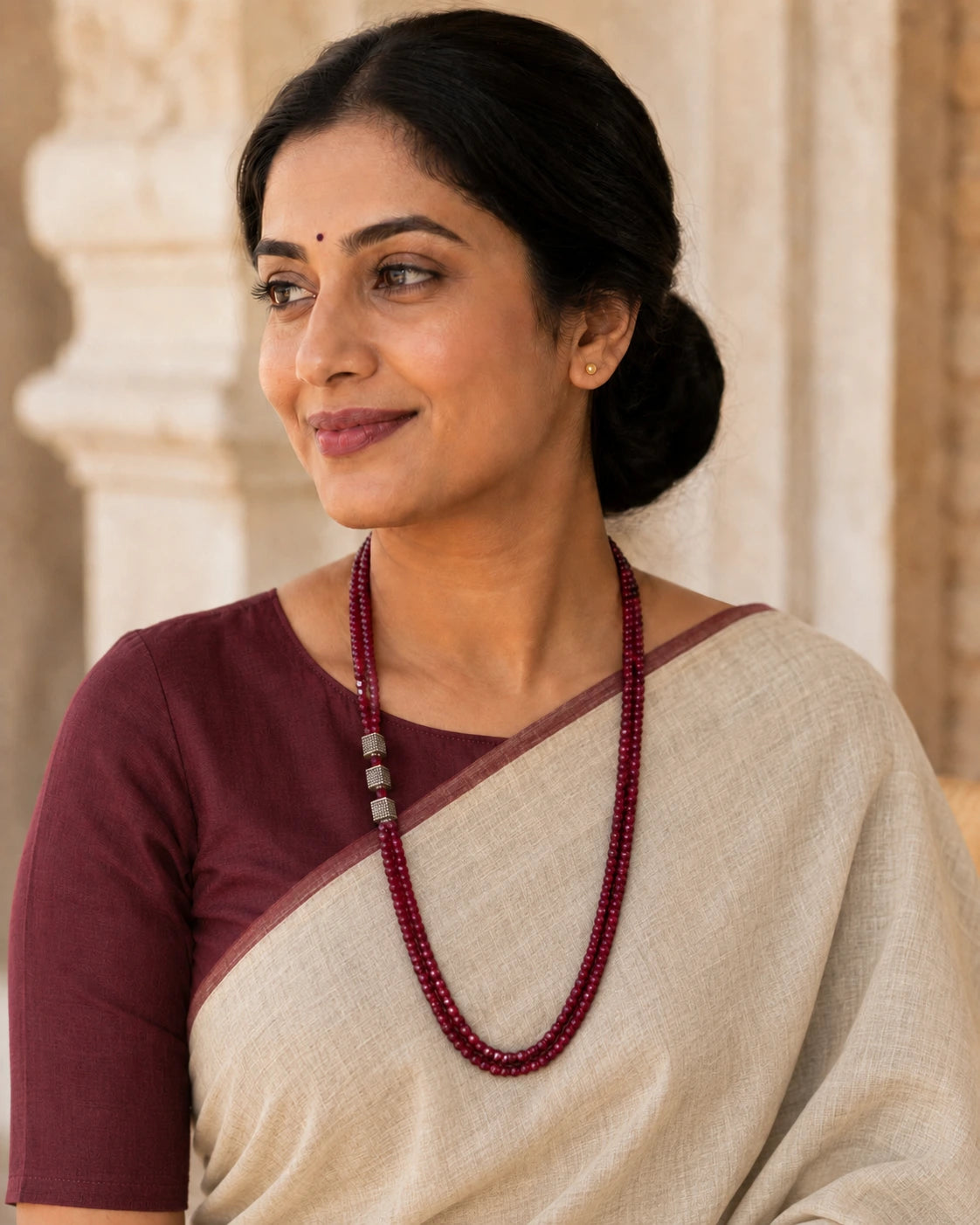 Double Layer Maroon Necklace
