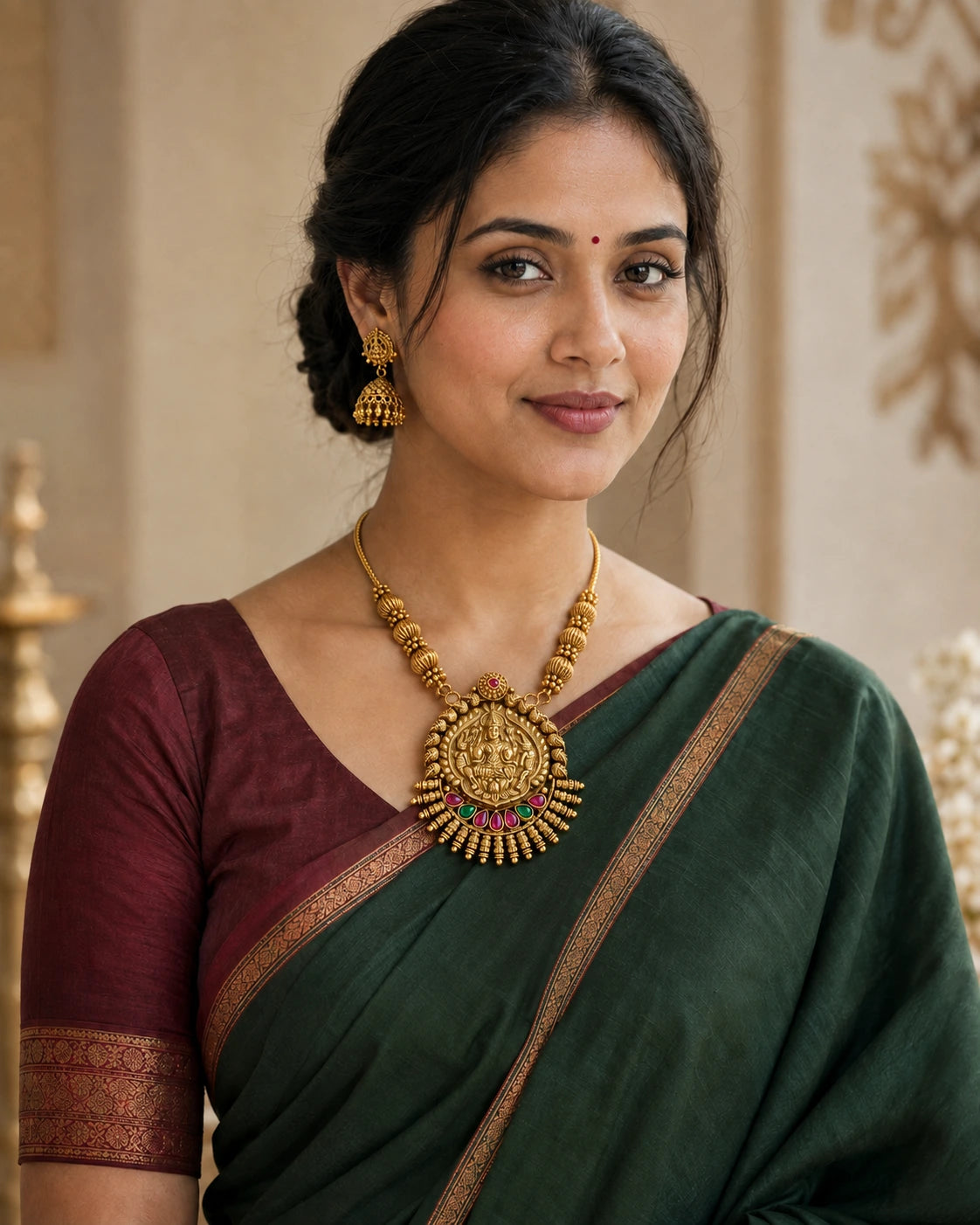 Golden Temple Motif Necklace