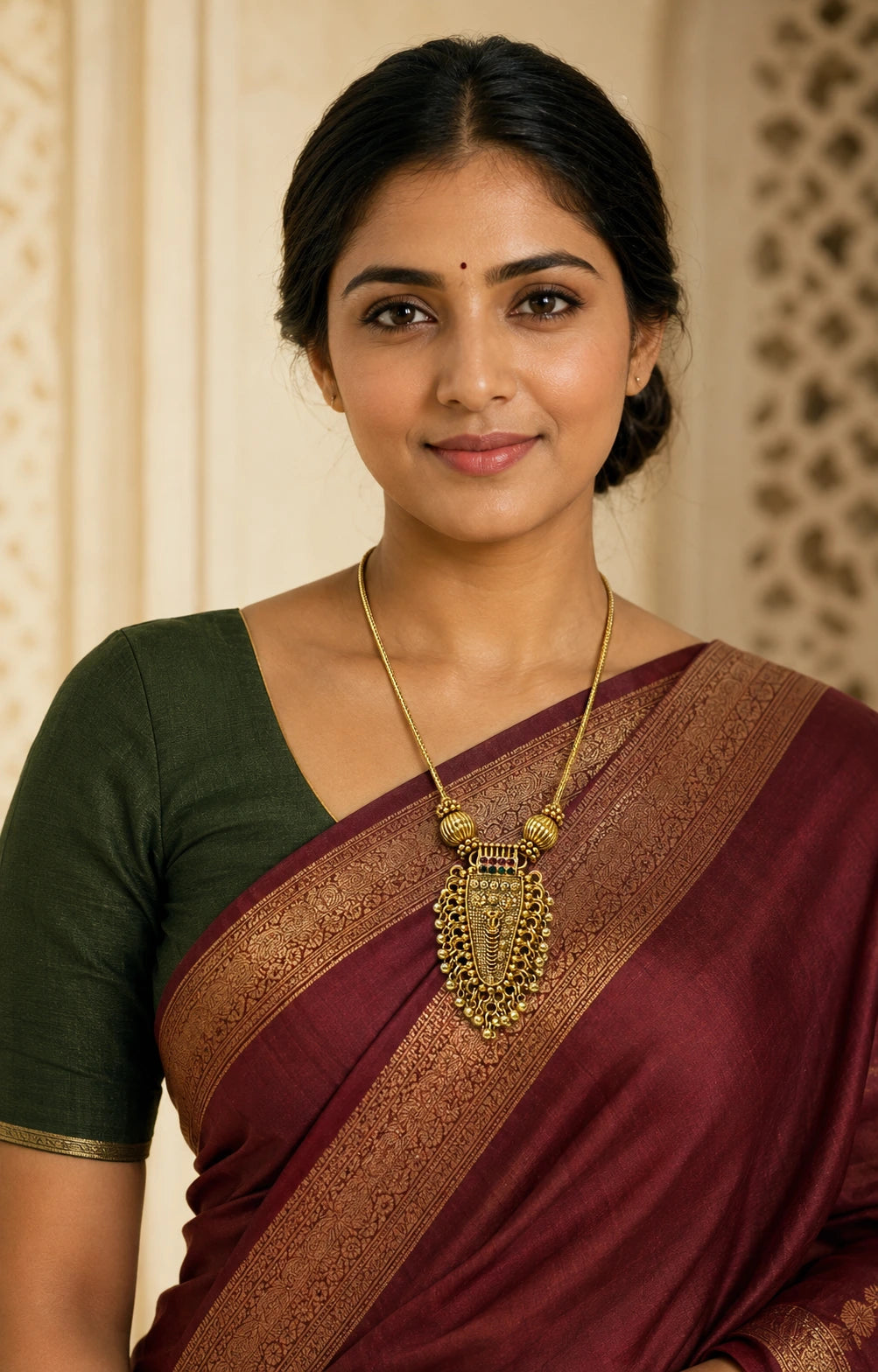 Antique Golden Statement Pendant Necklace