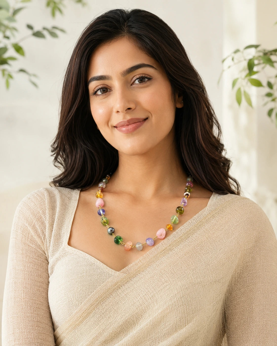 Pastel Multicolour Shapeless Stone Bead Ganthan Mala