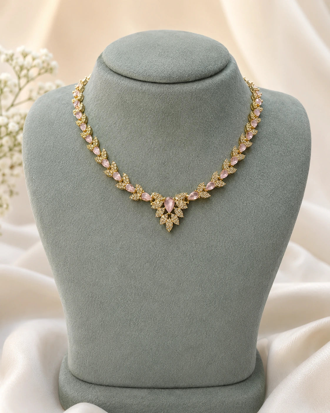 Ruby Green Floral Necklace