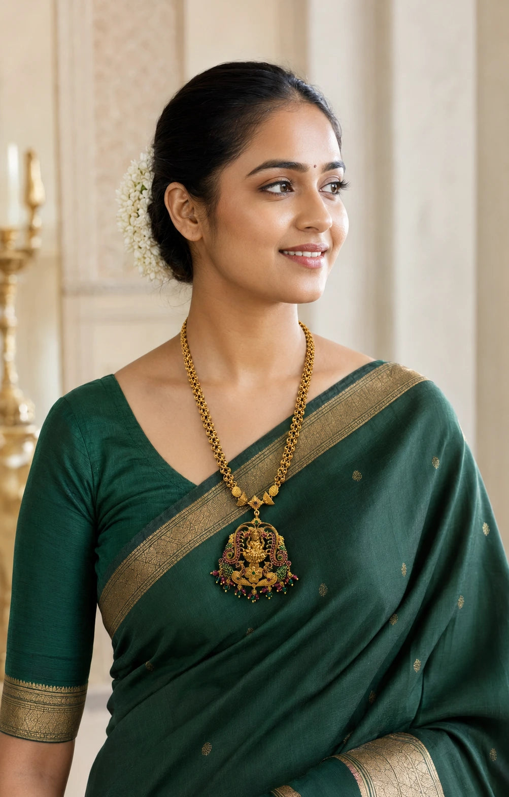 Lakshmi Peacock Pendant Necklace