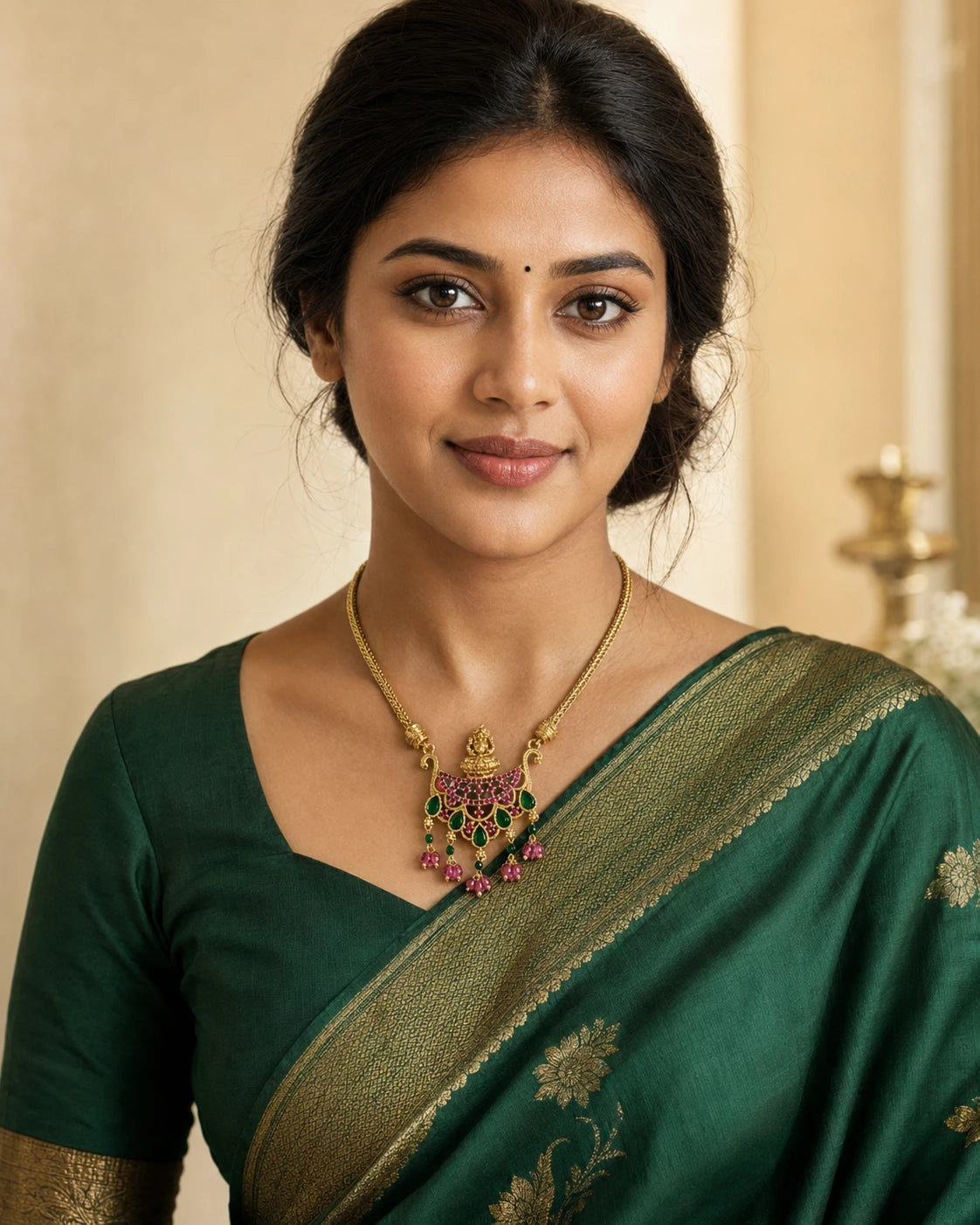 Lakshmi Ruby Green Necklace