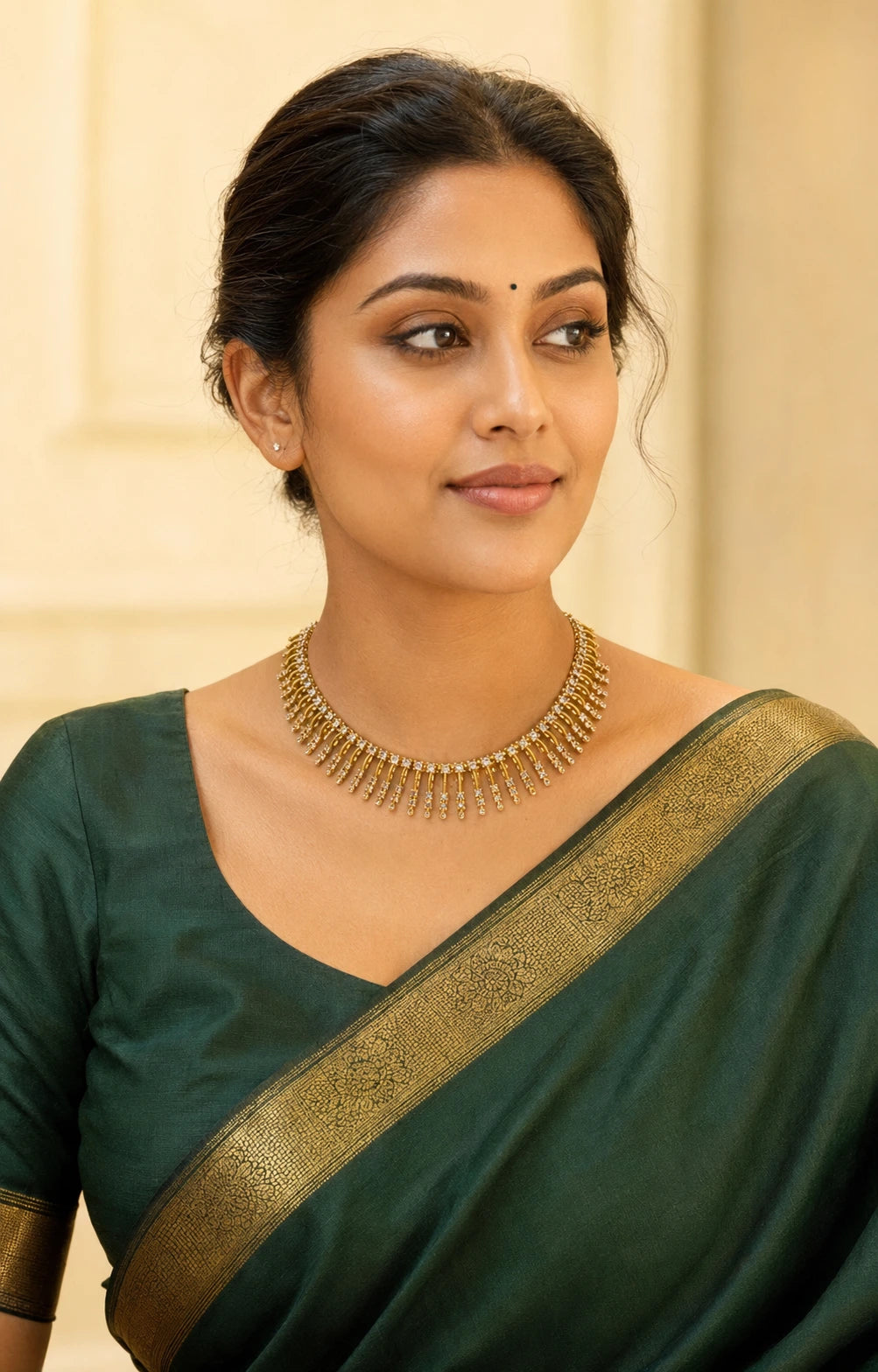 Clear Stone Fringe Necklace