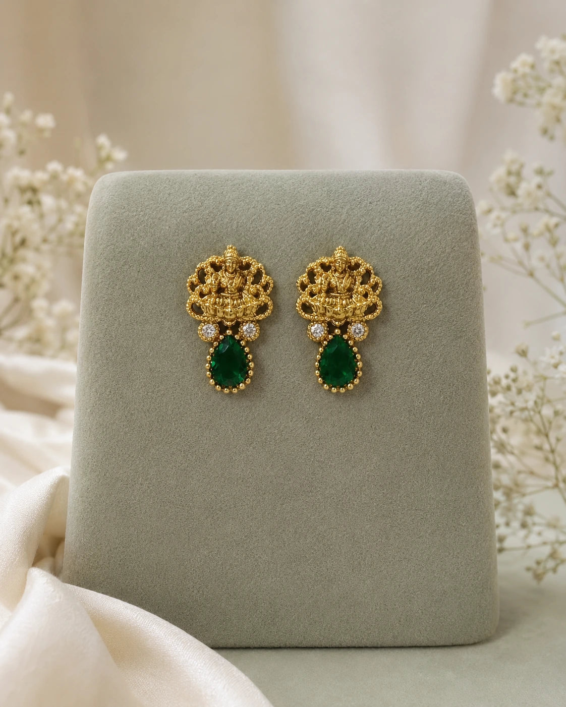 Ruby Green Temple Motif Necklace
