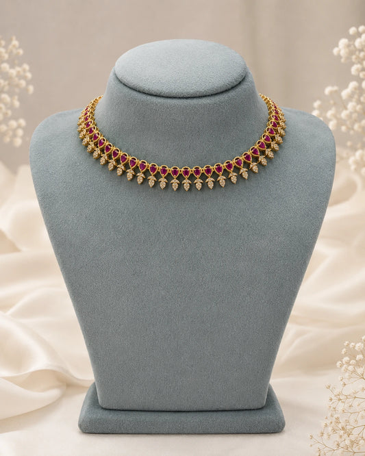 Ruby Teardrop Stone Necklace