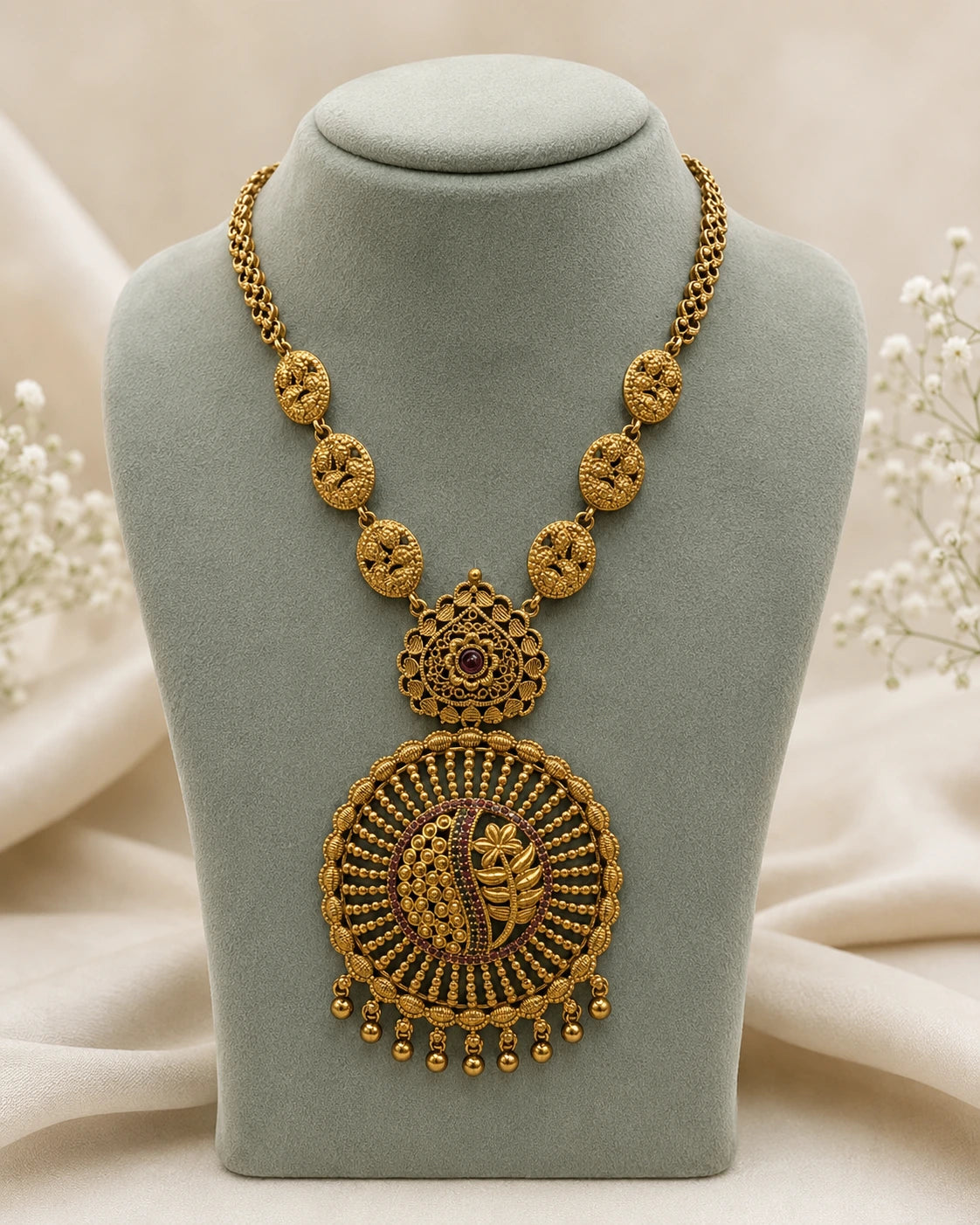 Peacock Medallion Pendant Necklace