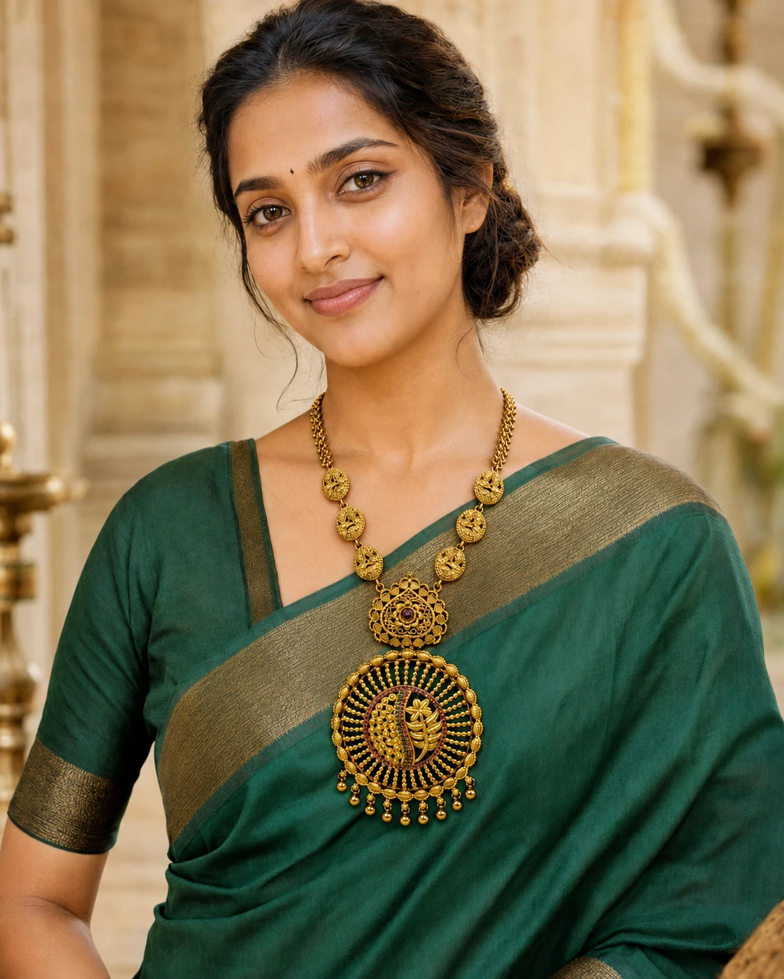 Peacock Medallion Pendant Necklace