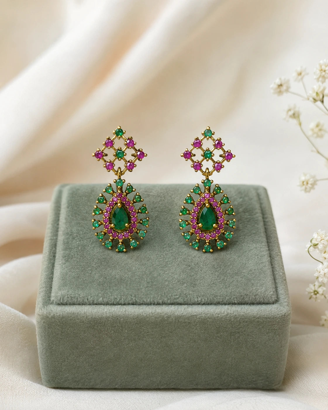Ruby Green Teardrop Necklace