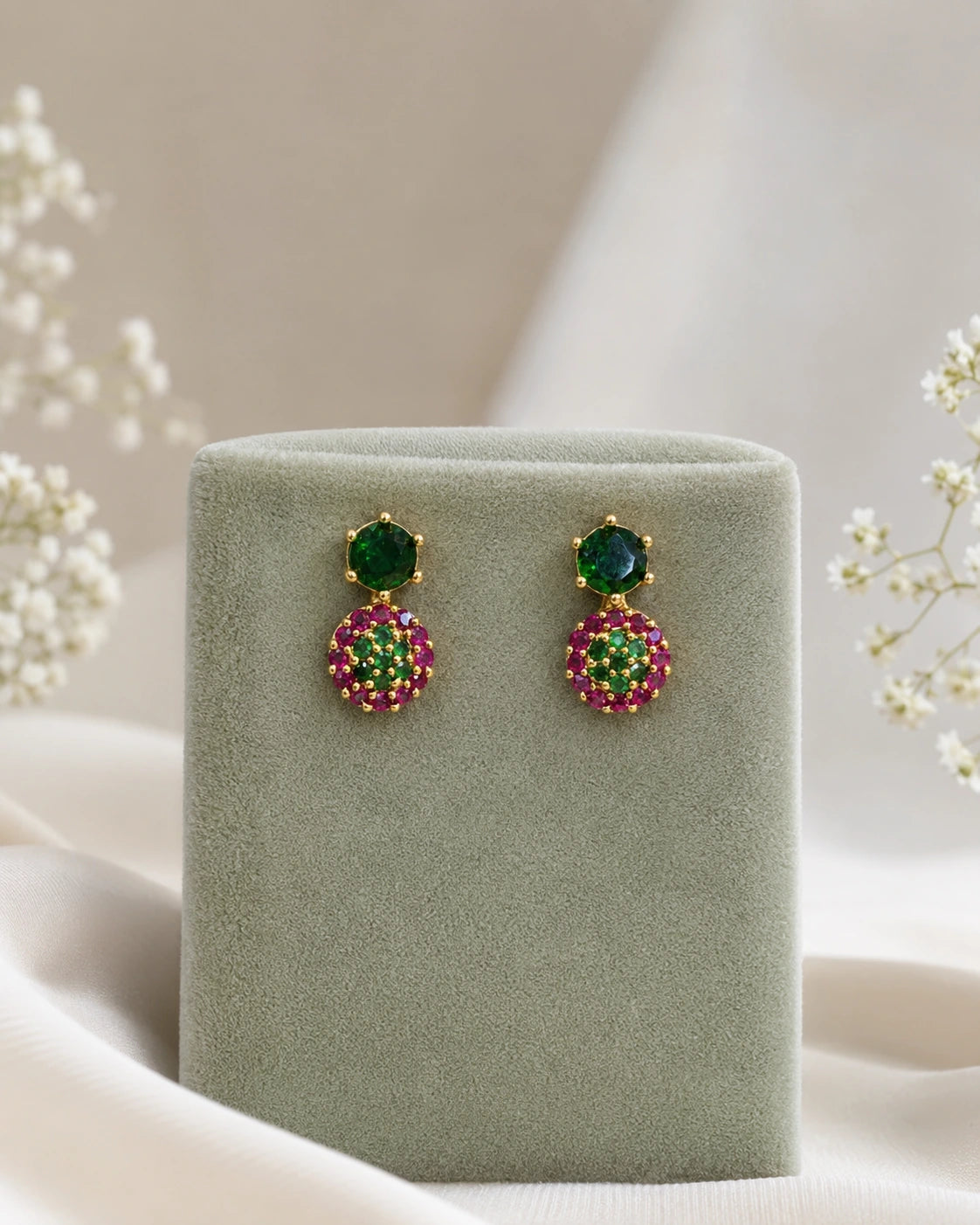 Ruby Green Drop Necklace