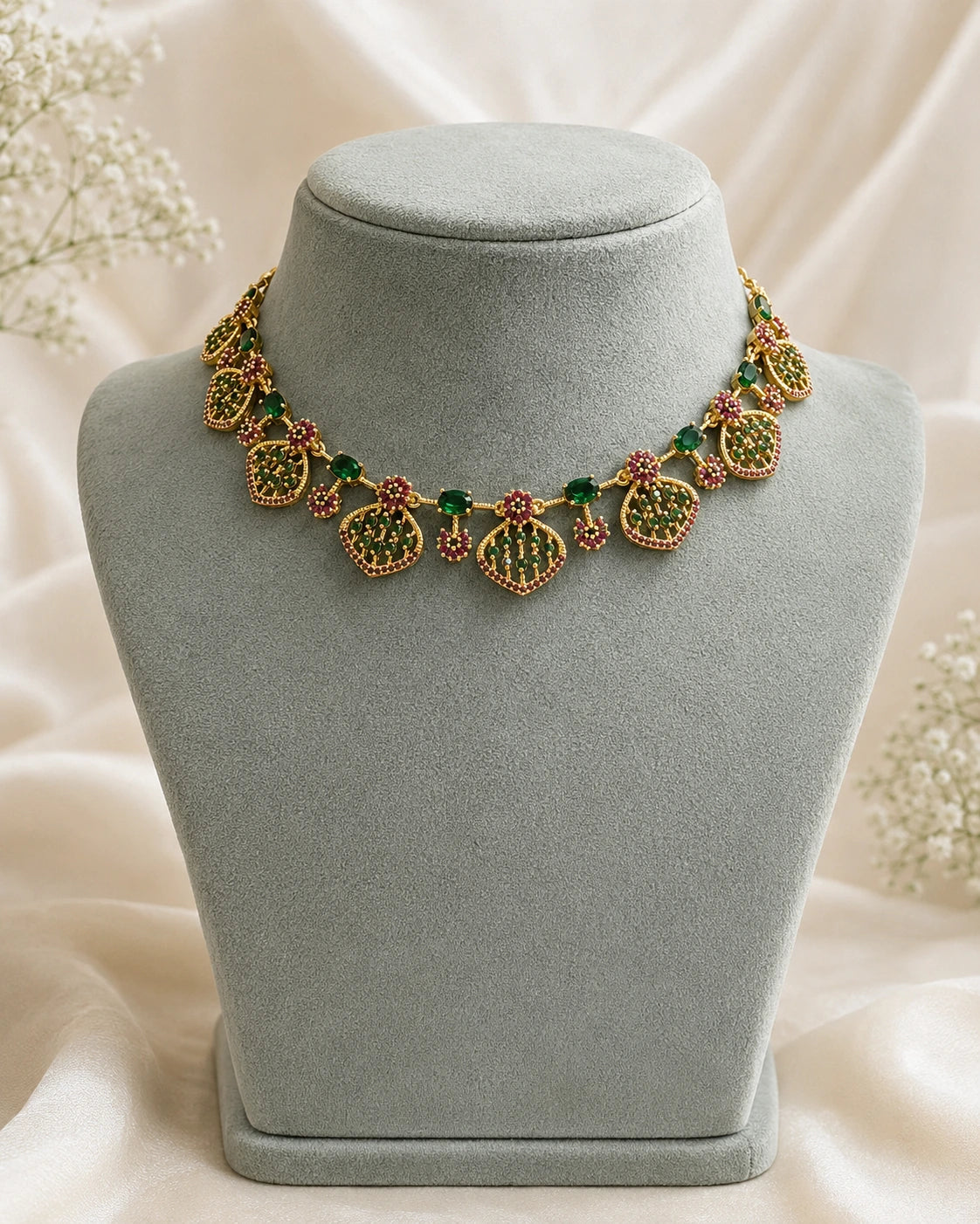 Ruby Green Drop Necklace