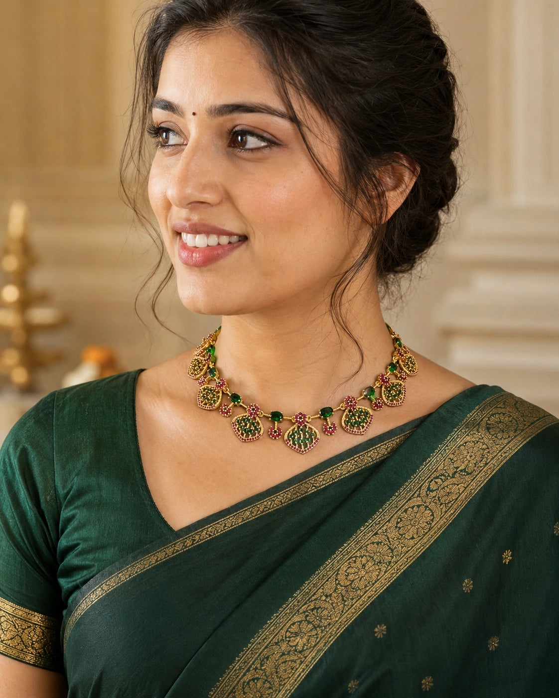 Ruby Green Drop Necklace
