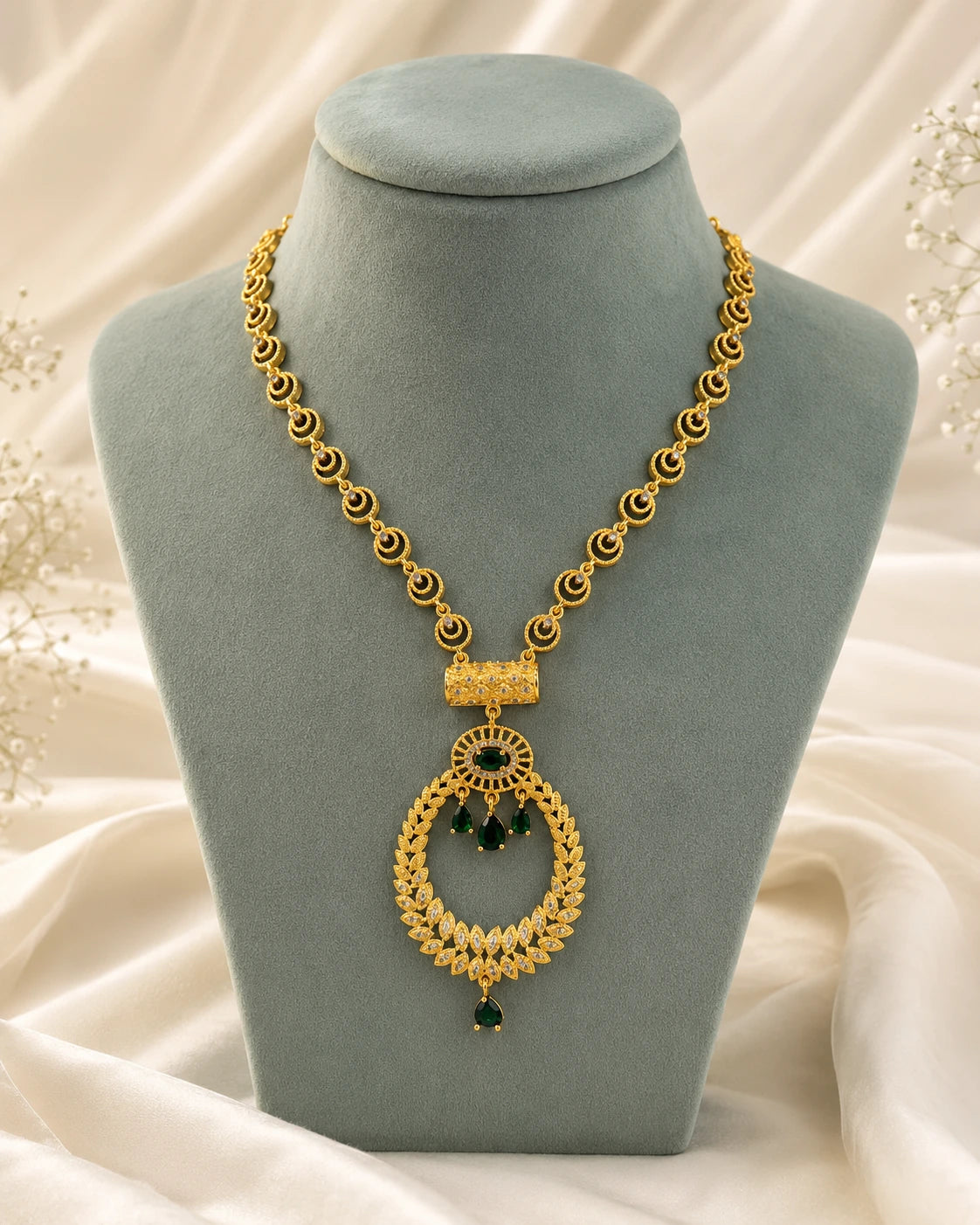 Emerald Teardrop Leaf Necklace