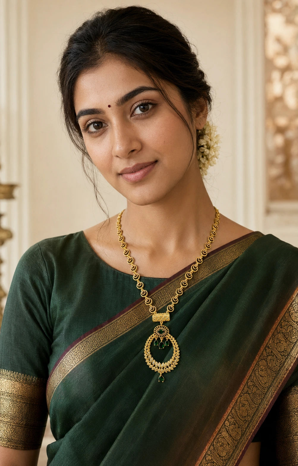 Emerald Teardrop Leaf Necklace