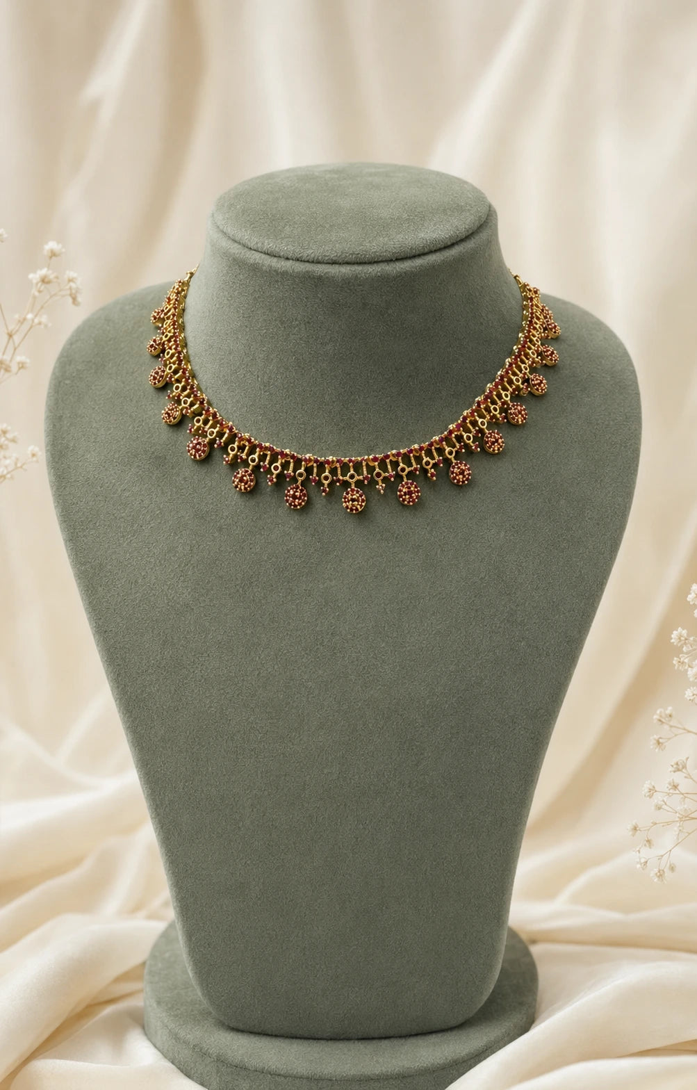 Ruby Green Drop Necklace