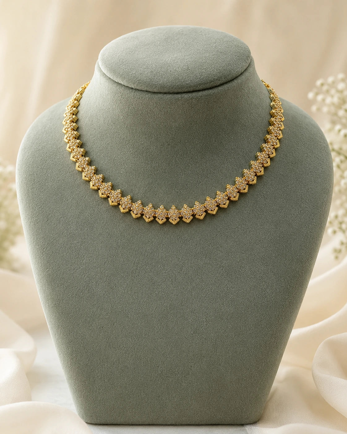Ruby Floral Chevron Necklace