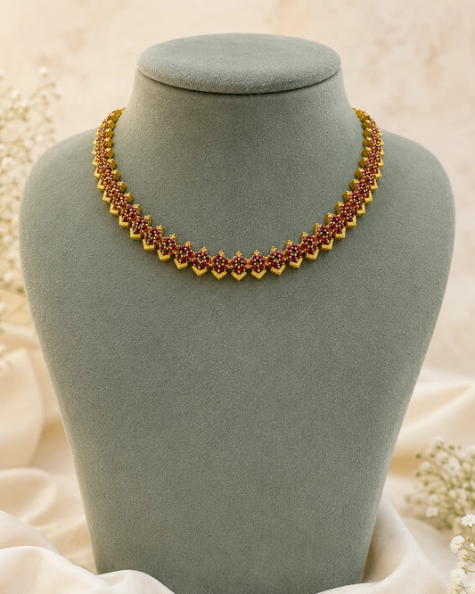 Ruby Floral Chevron Necklace