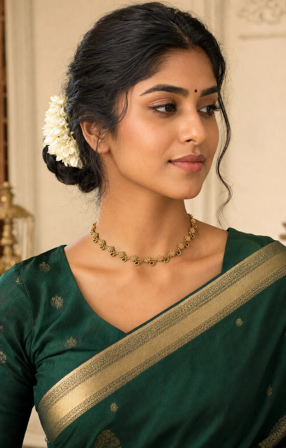 Emerald Floral Vine Necklace