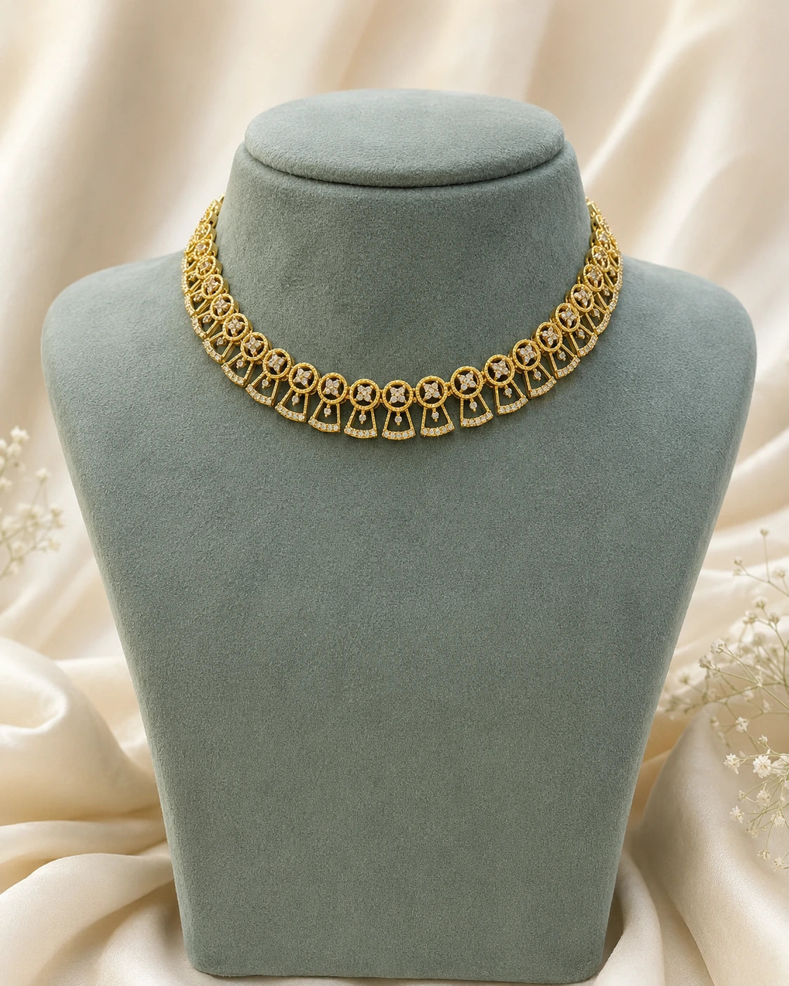 Green Ruby Geometric Choker Necklace