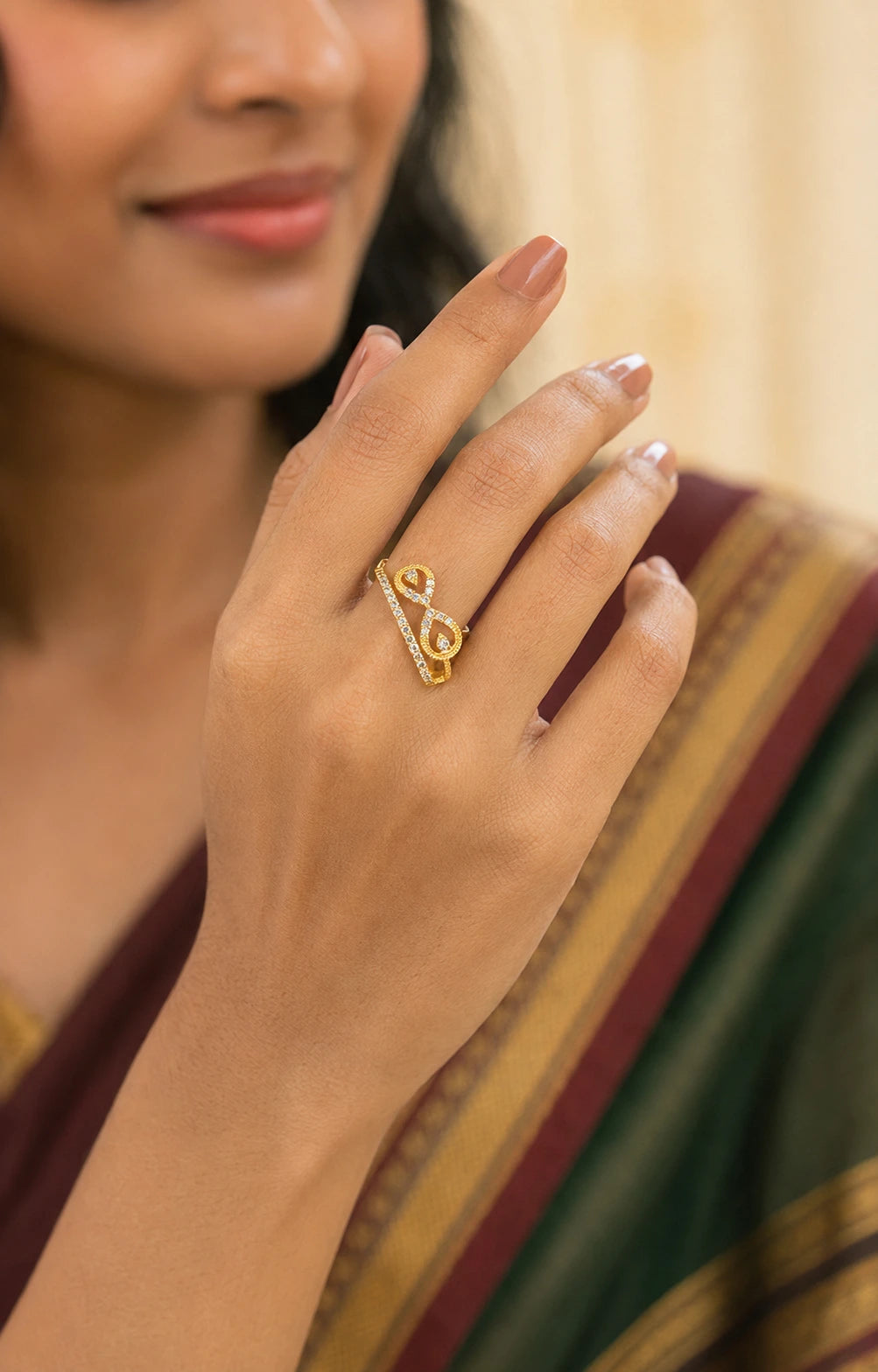 White Stone Swirl Ring