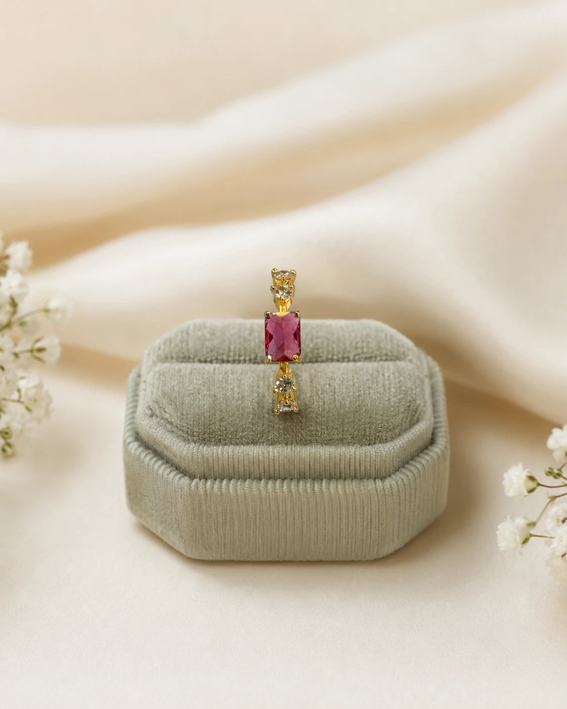 Blue Rectangular Stone Ring
