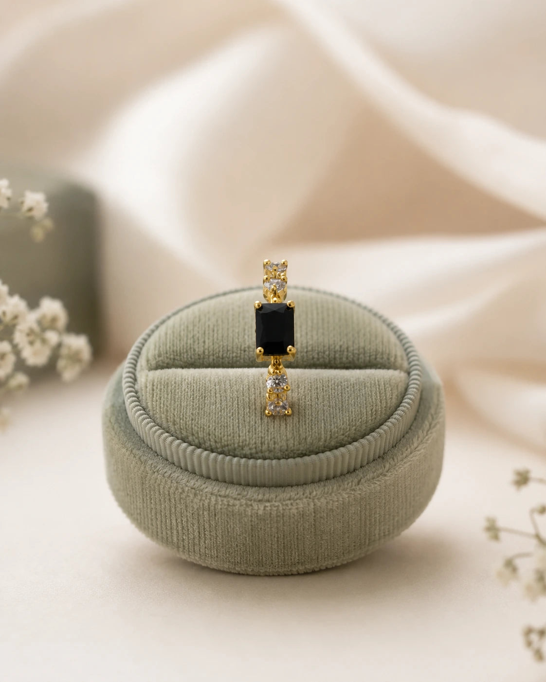 Blue Rectangular Stone Ring