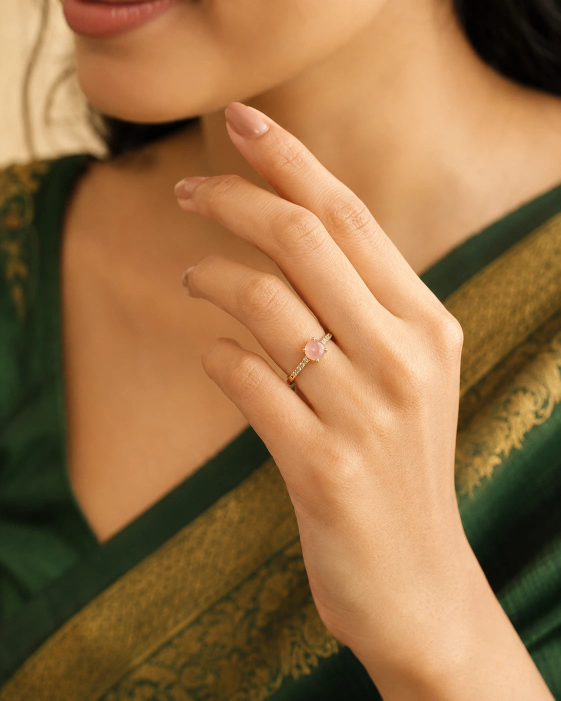 Pink Oval Stone Ring