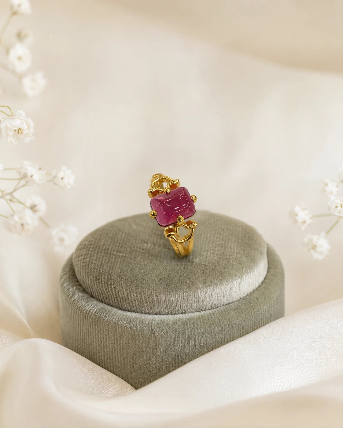 Pink Clover Openwork Ring