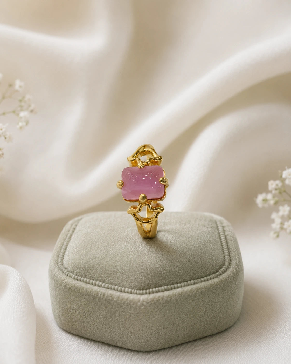Pink Clover Openwork Ring