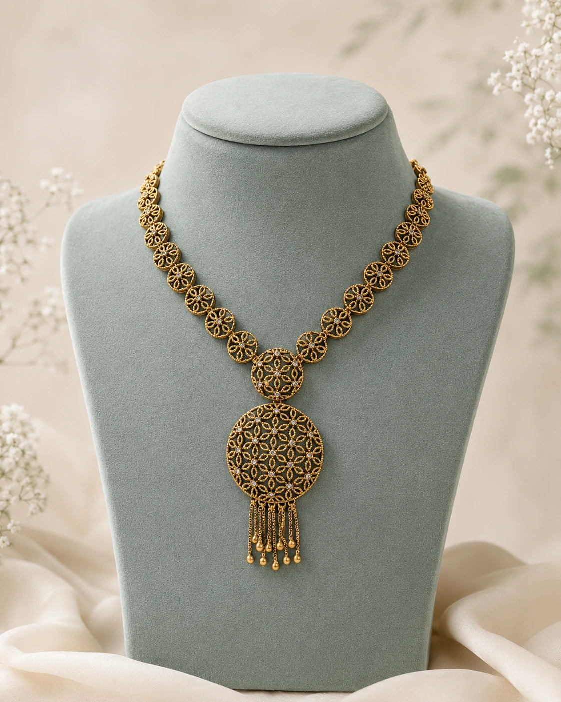 Emerald Floral Medallion Necklace