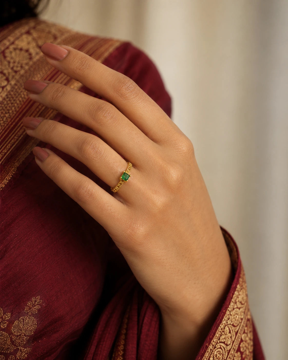 Emerald Square Stone Ring