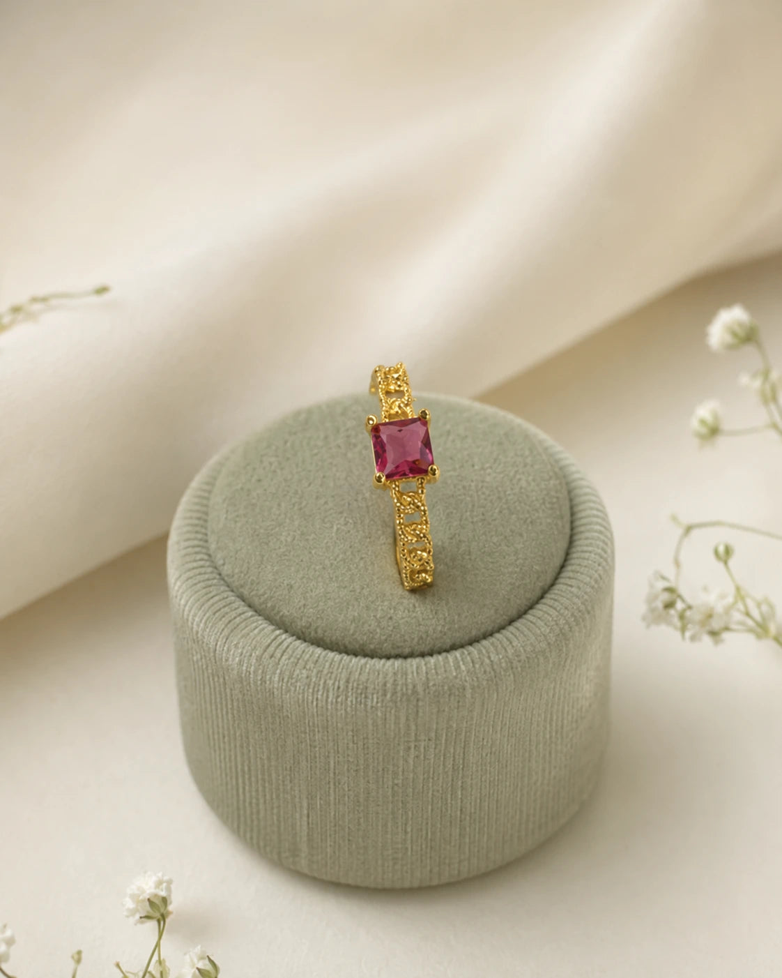 Emerald Square Stone Ring