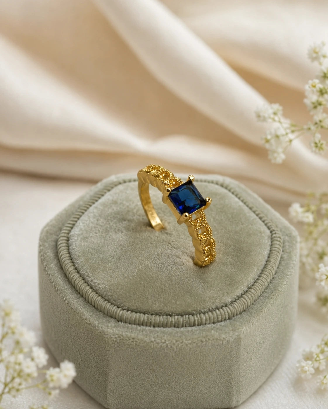 Emerald Square Stone Ring
