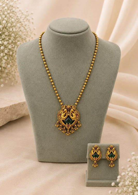 Antique Matte Finish Pendant Necklace Set