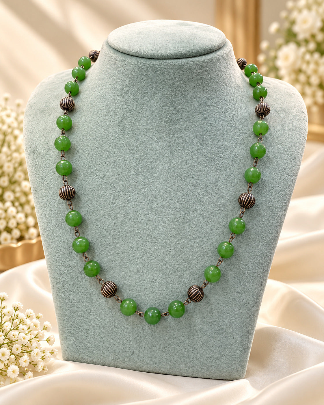 Green Agate Beaded Necklace