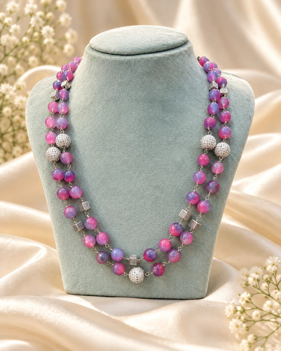 Multicolour Agate Bead Necklace