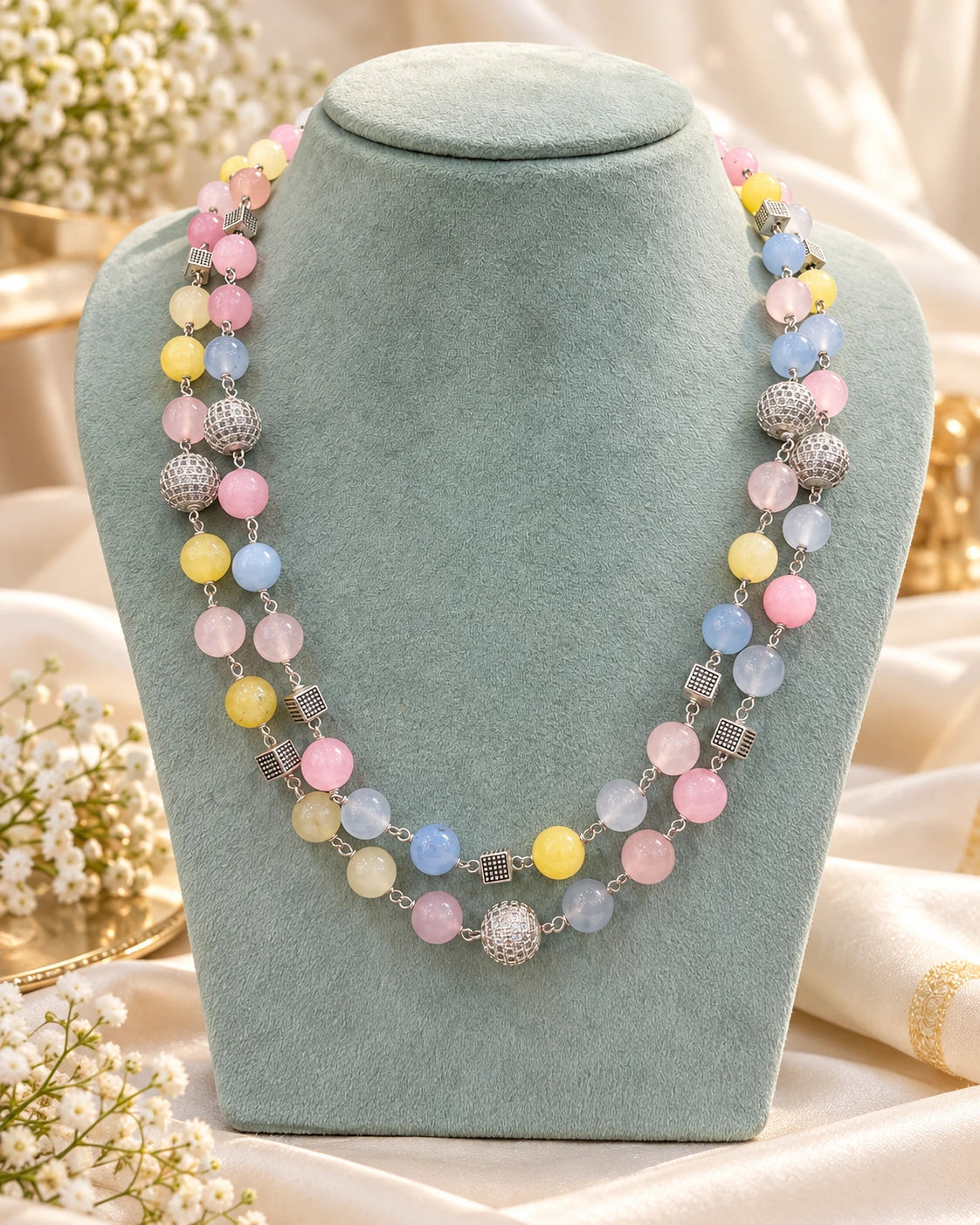 Multicolour Agate Bead Necklace