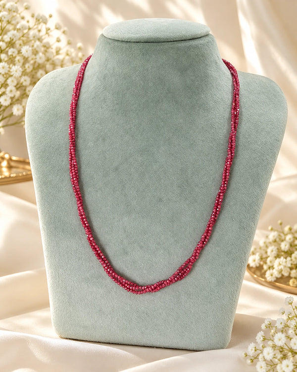 Ruby Red Two Layer Beaded Necklace