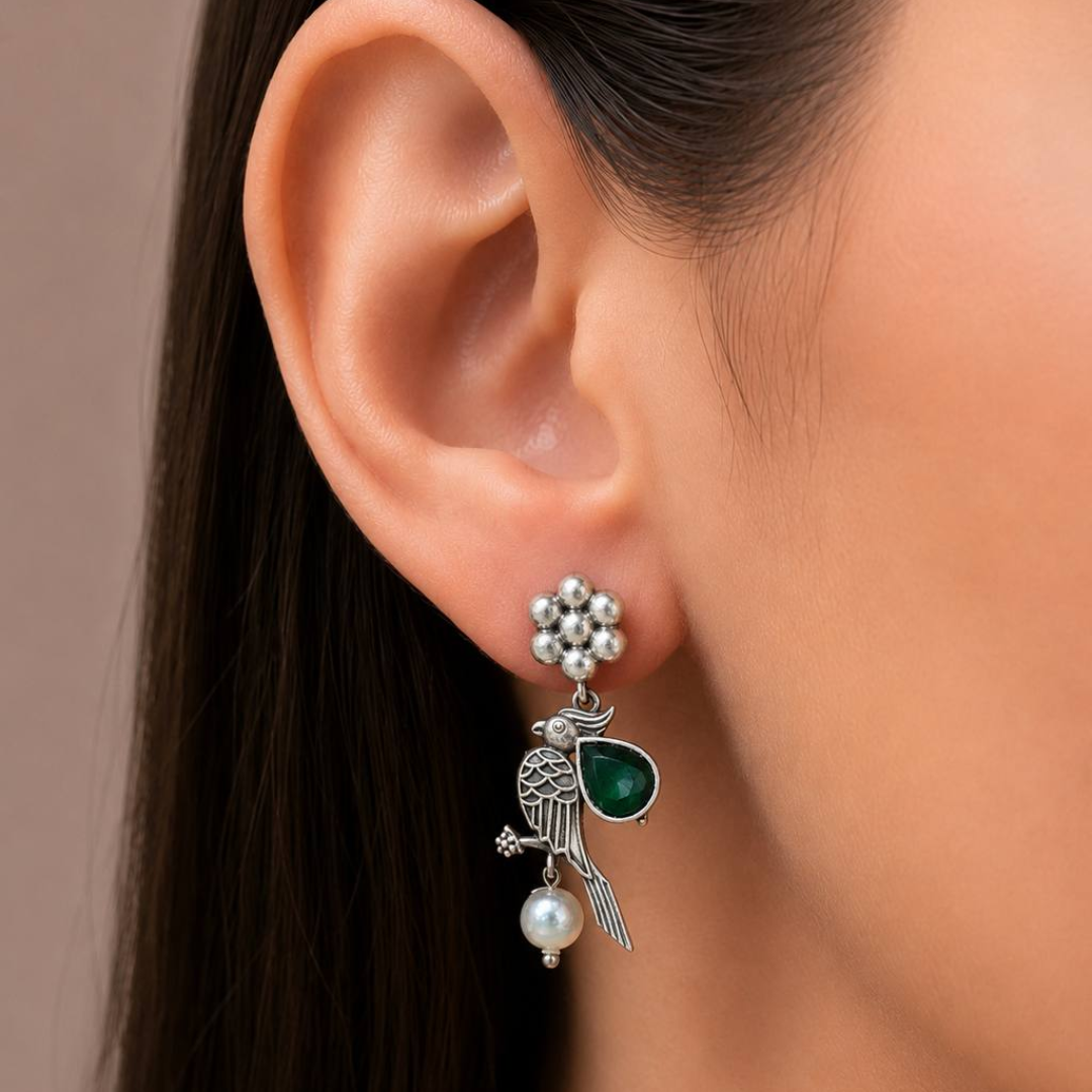 Oxidised Finish Earring