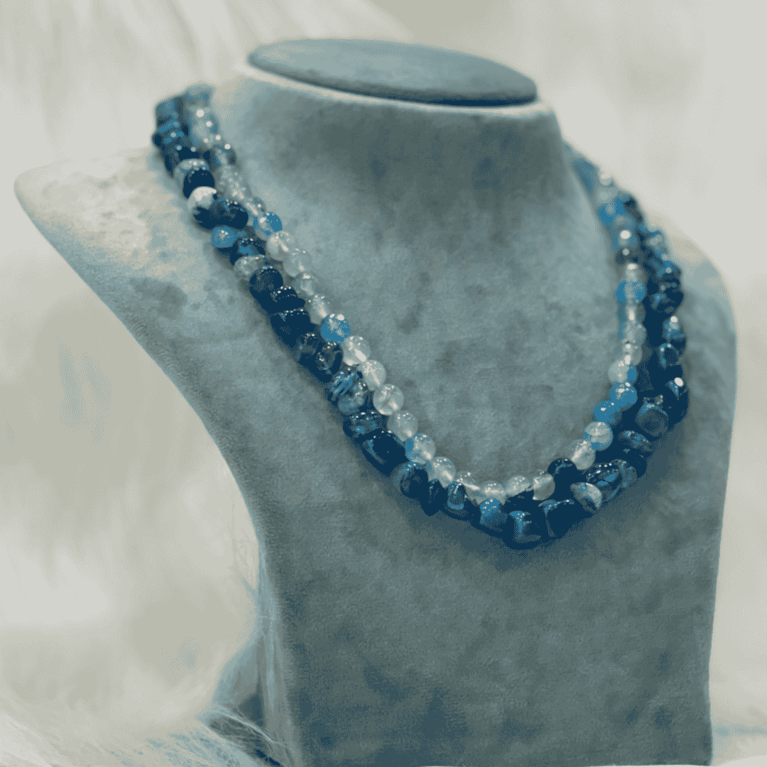 HM 145 - Double Layer Necklace Round and Shapeless Bead