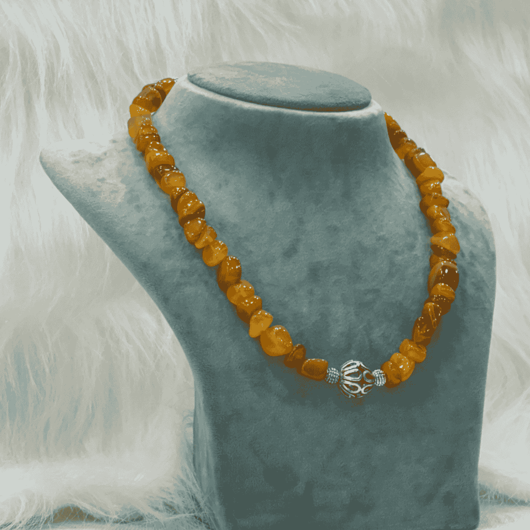 HM 148 Shapeless Bead Neckpiece with Silver Pendant