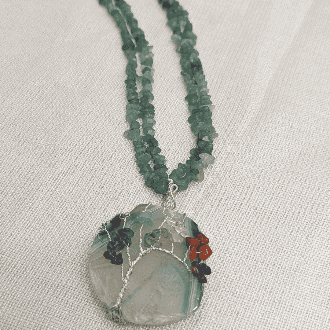 HM108 - 7chakra tree of life agate Pendant chain