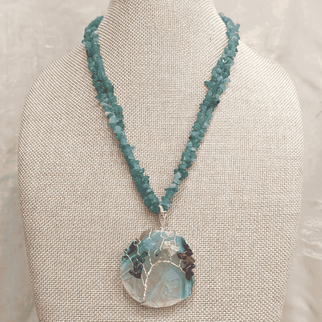 HM108 - 7chakra tree of life agate Pendant chain