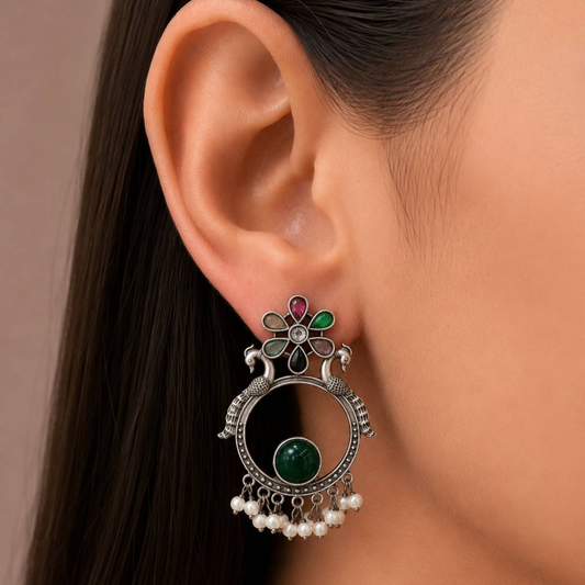 Oxidised Finish Earring