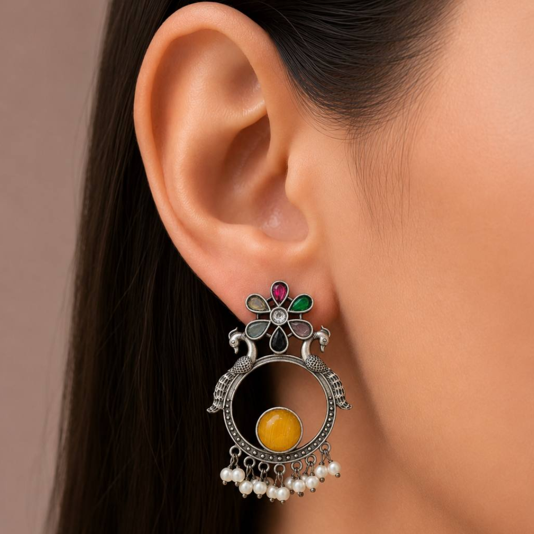 Oxidised Finish Earring