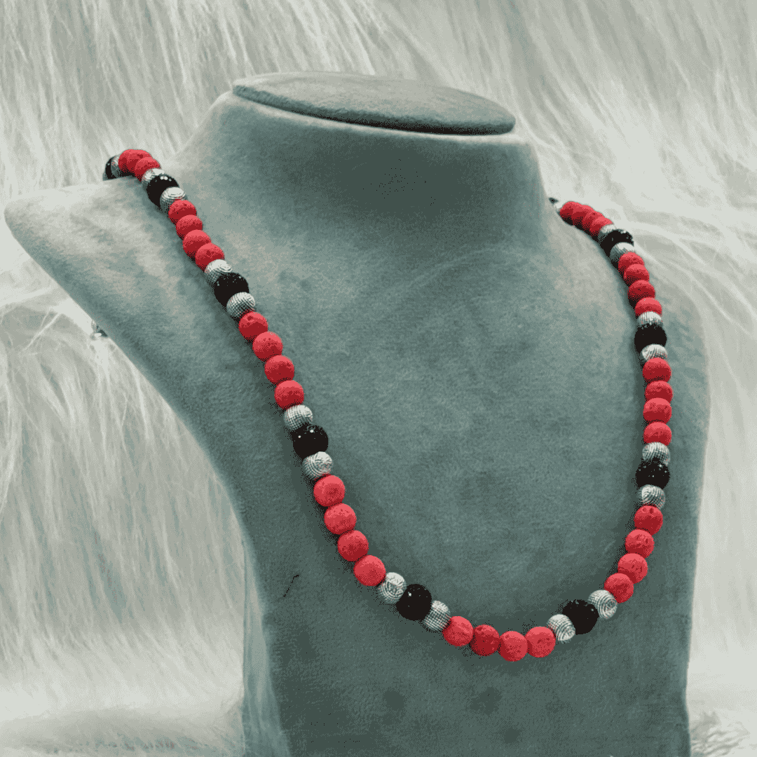 HM176 Lava Bead Single Layer Maala