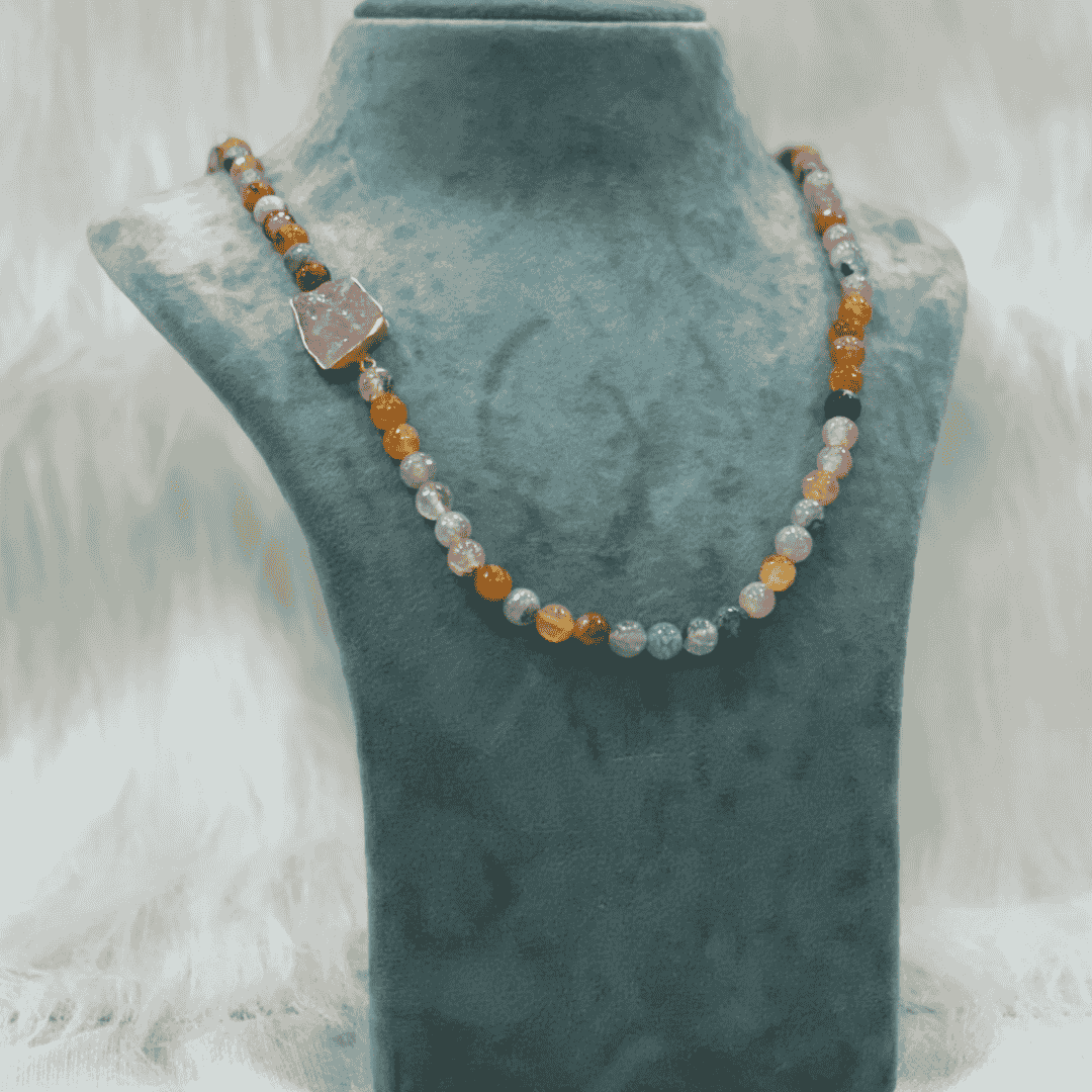 HM205 8mm Multi Natural Stone Neckpiece