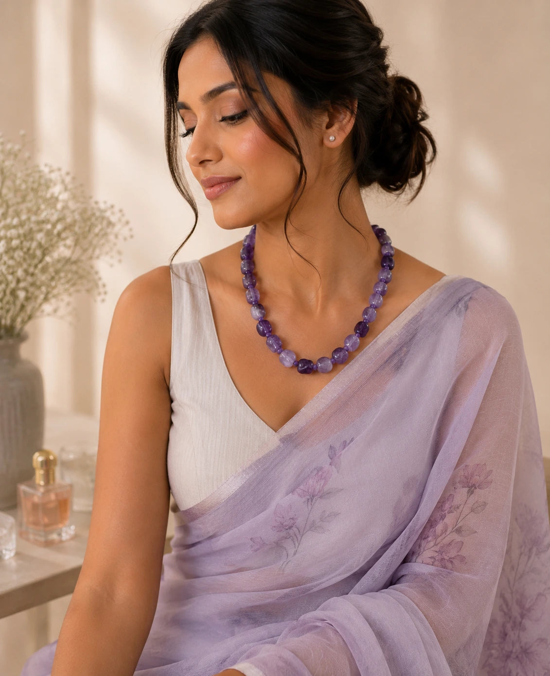 Purple Shapeless Stone Mala